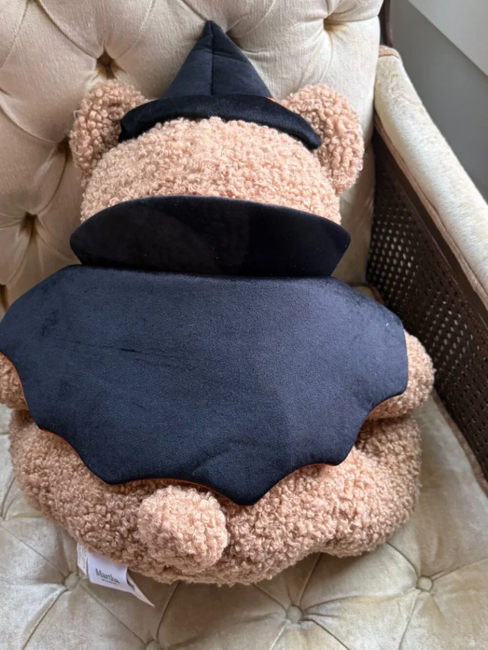 Martha Stewart Halloween Teddy Bear wearing a Cape Throw Pillow